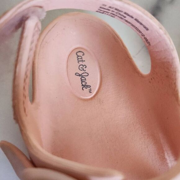 Cat & Jack size 11 pink blush open toe sandals shimmer water outdoor play slide - Picture 2 of 5